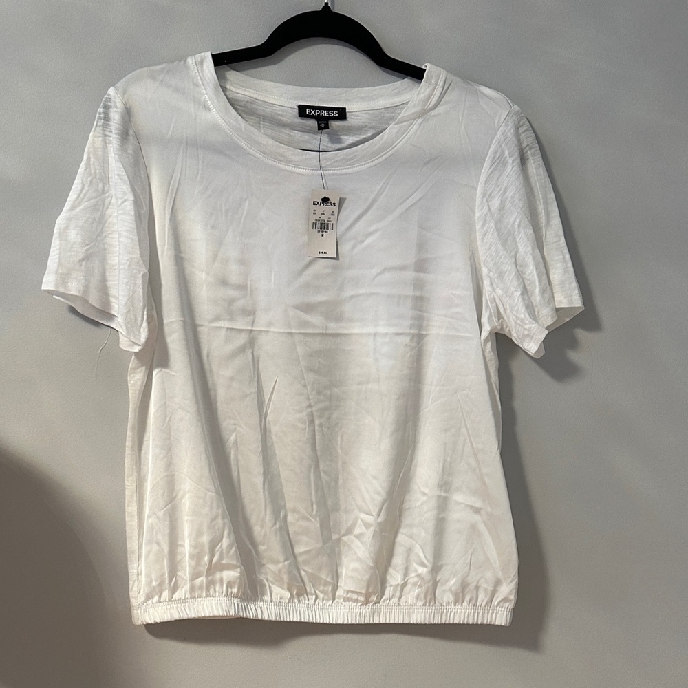 Express satin & slub knit combo banded bottom tee size medium brand new